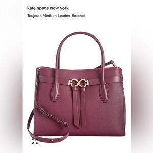 NWT Kate Spade New York Toujours Medium Leather Satchel Cherrywood MSRP $358